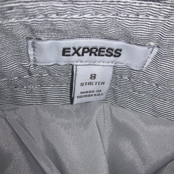 Express cotton blend striped mini skirt Sz 8 stretch back button pocket - Picture 5 of 6